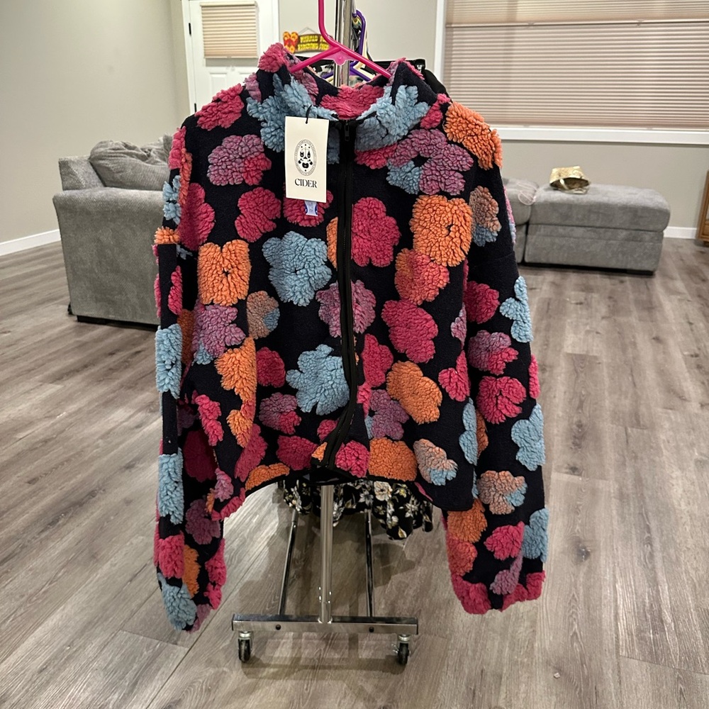 🆕Cider Women’s plus-size Black & Pink & Blue Sherpa Zip-up Jacket Coat💜💜3X - Picture 5 of 10